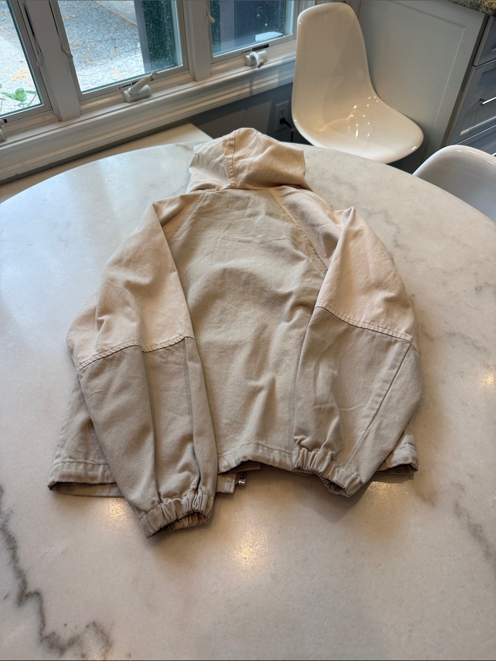 NWOT TOPSHOP Light tan and Beige cotton Hooded Utility Jacket - Picture 8 of 9
